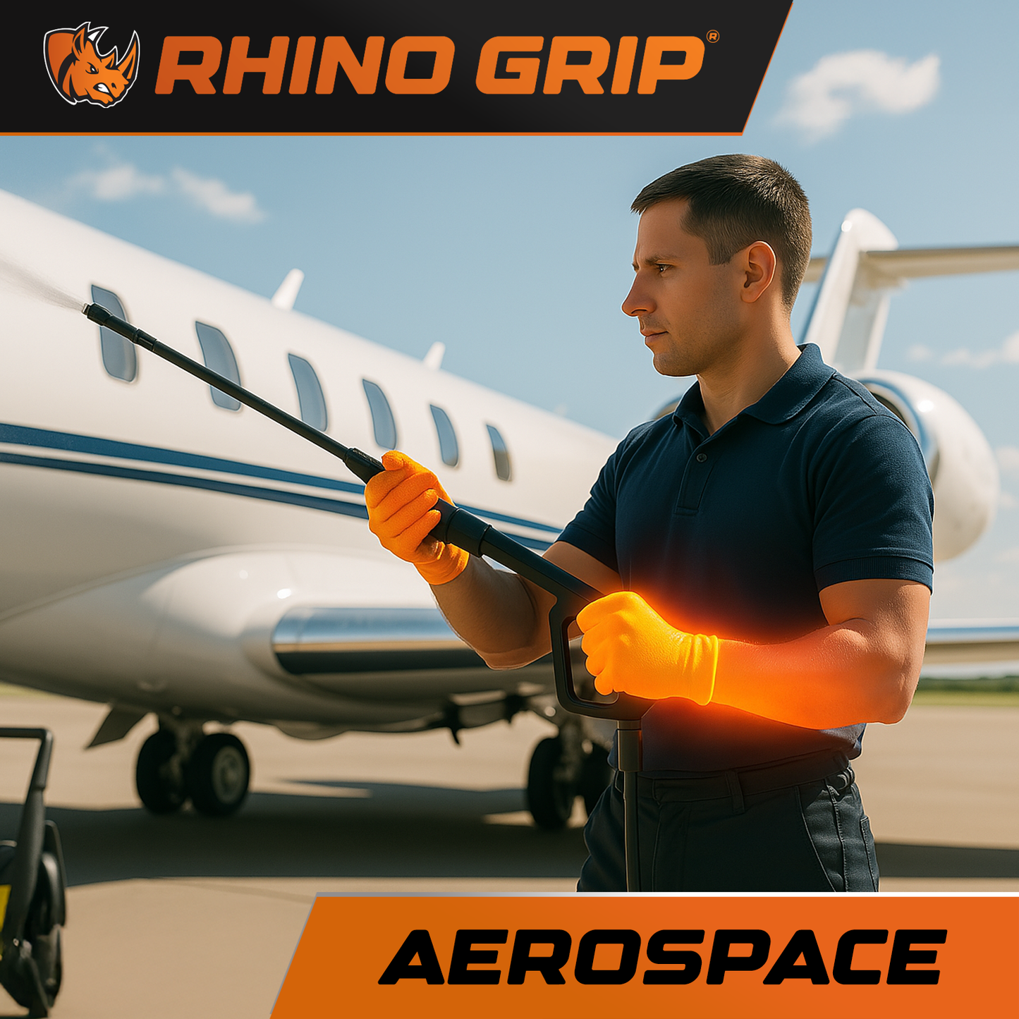 Rhino Grip Orange Ultra Tough Nitrile Trade Gloves- Pack of 50