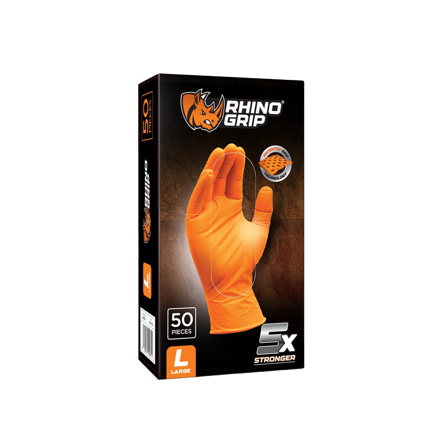 Rhino Grip Orange Ultra Tough Nitrile Trade Gloves- Pack of 50