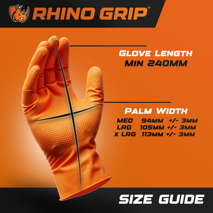 Rhino Grip Orange Ultra Tough Nitrile Trade Gloves- Pack of 50